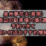 泉州夢花火(泉南)周辺の駐車場穴場5選!予約できて安い付近おすすめ情報