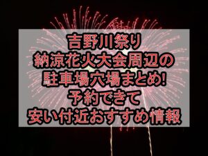吉野川祭り納涼花火大会周辺の駐車場穴場まとめ!予約できて安い付近おすすめ情報